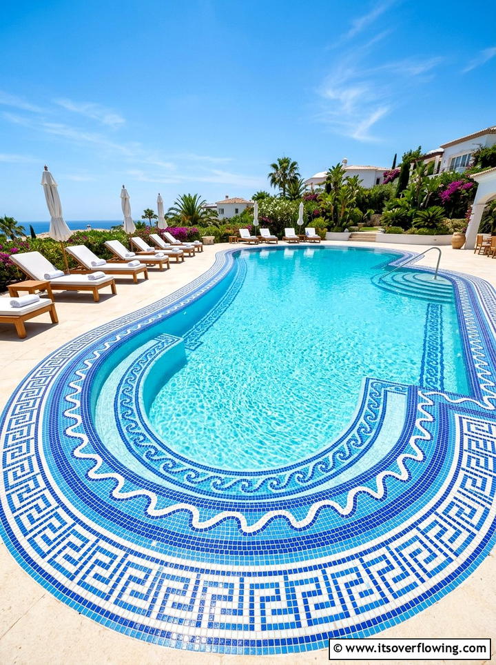 Mosaic pool surround - 25 garden decor ideas with mosaic art