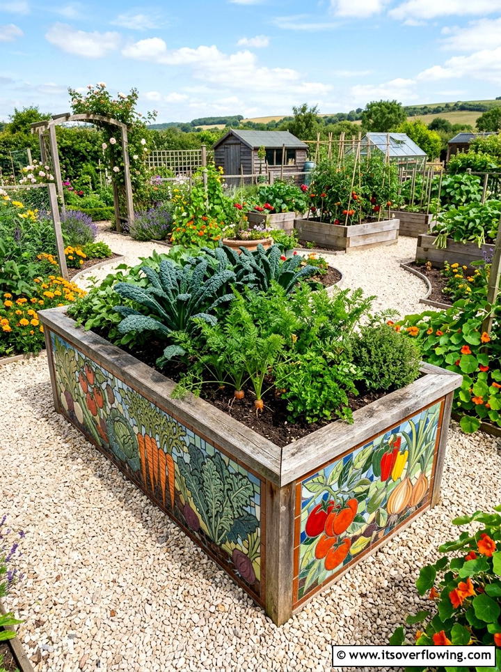 Mosaic raised bed - 25 garden decor ideas with mosaic art