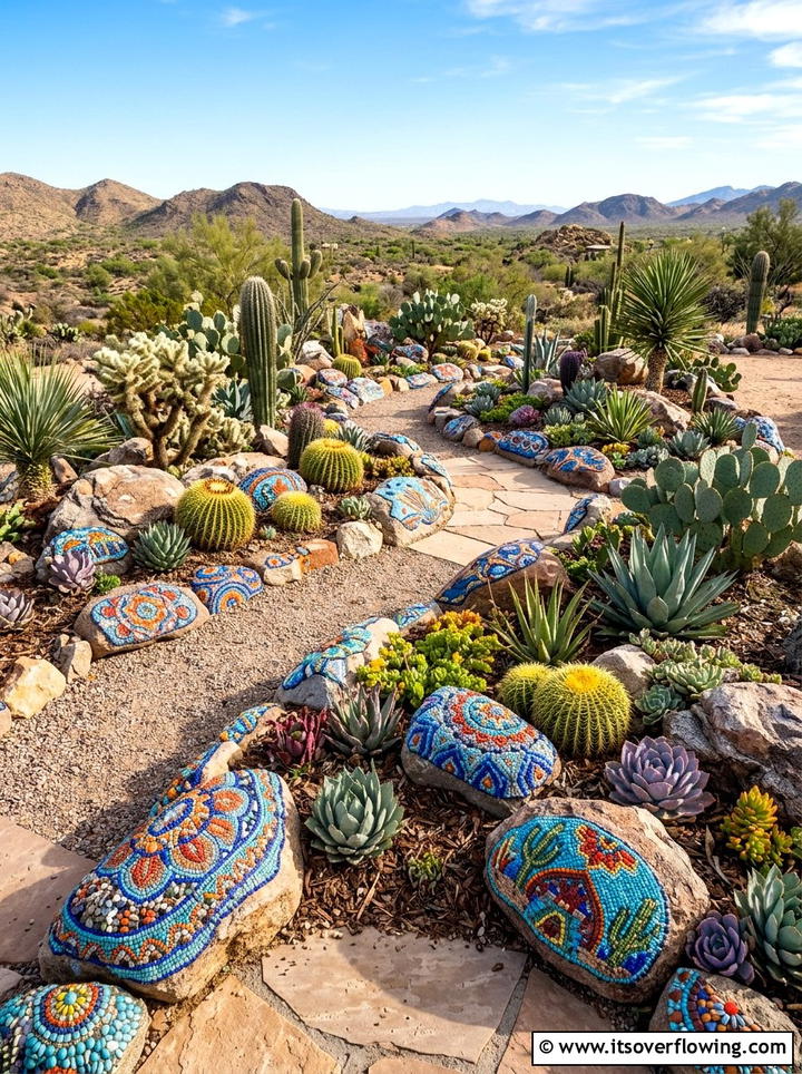 Mosaic rock garden - 25 garden decor ideas with mosaic art