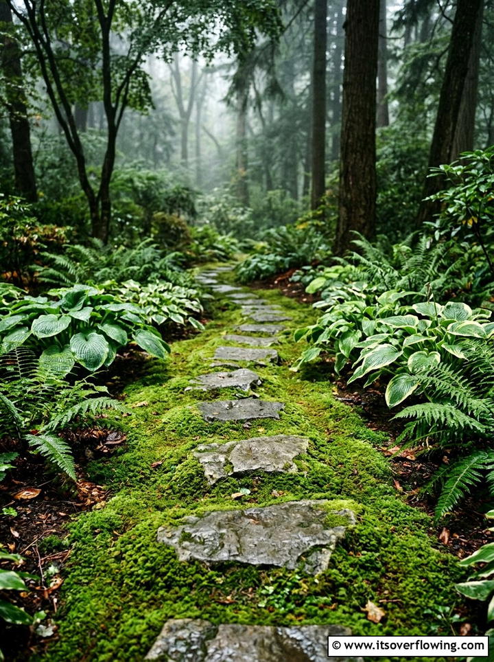 Moss Garden Path - 25 garden design ideas with woodland plants