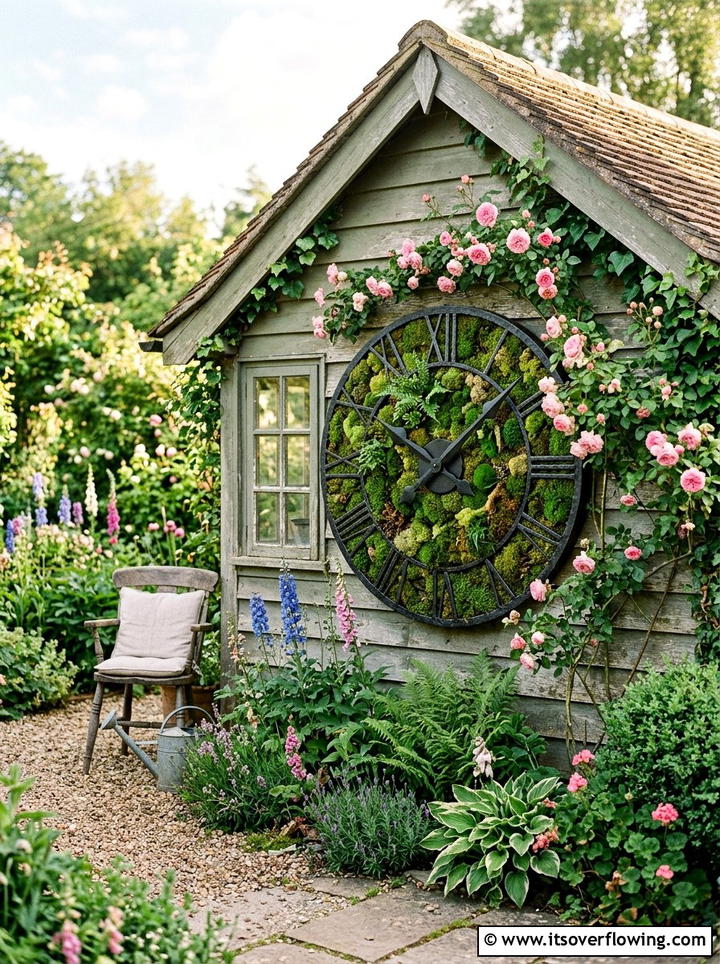 Moss clock outdoor - 25 garden ideas with moss art