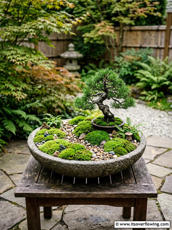 Moss container garden - 25 garden ideas with moss art