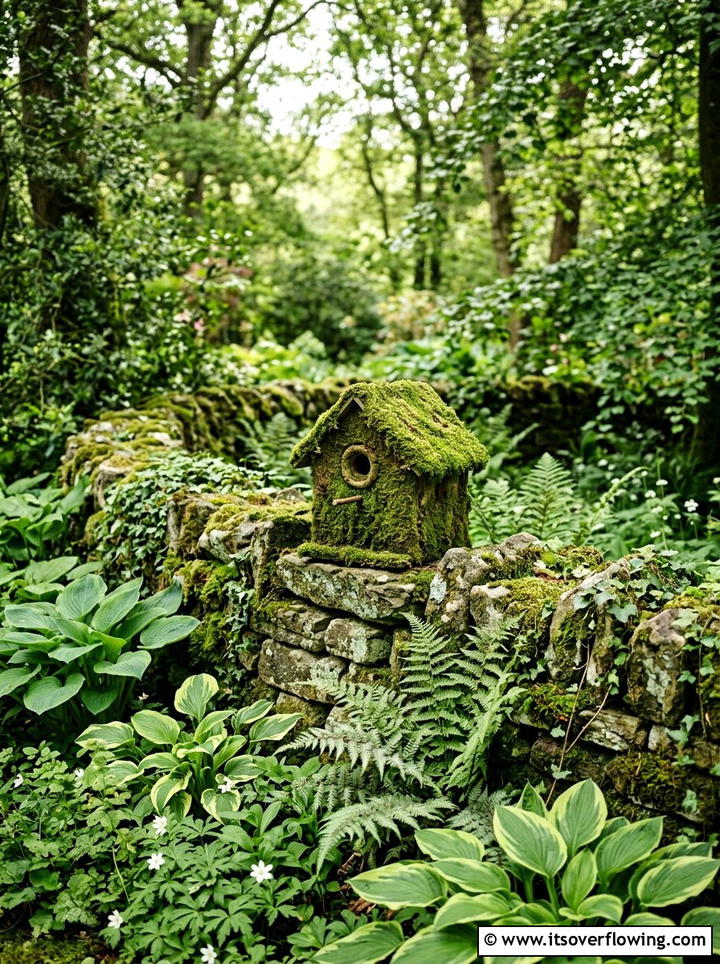 Moss covered birdhouse - 25 garden decor ideas with birdhouses