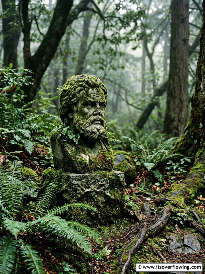 Moss covered statues - 25 garden decor ideas with statues