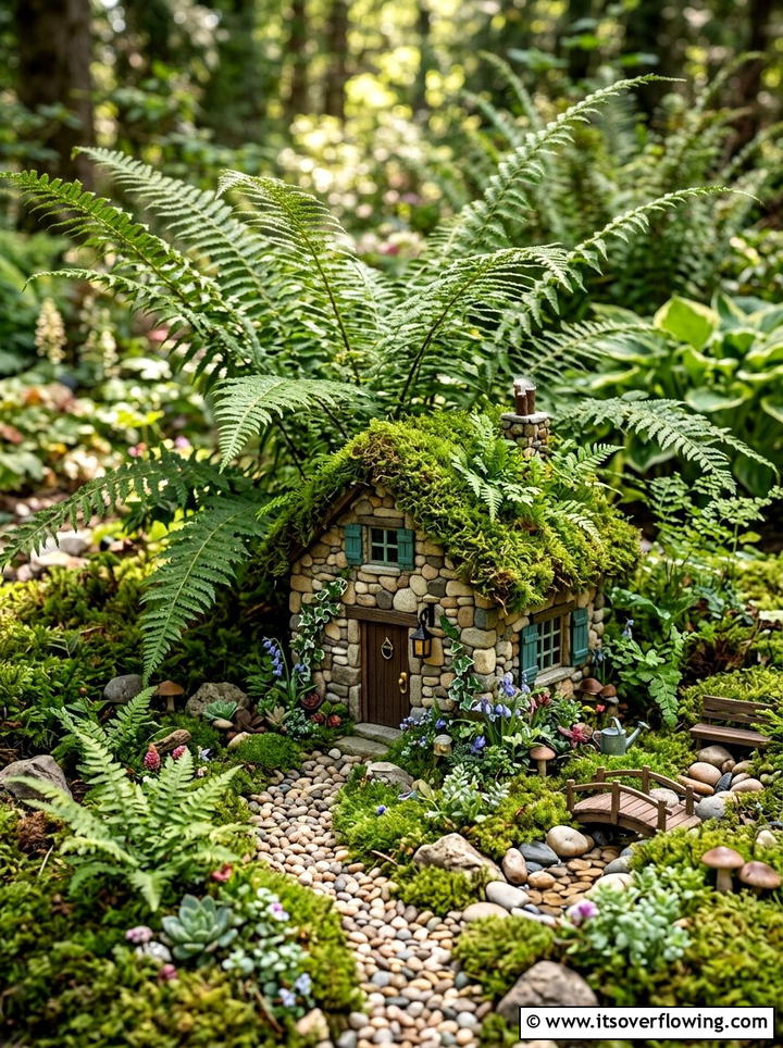Moss fairy garden house - 25 garden ideas with moss art