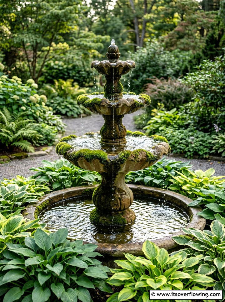 Moss fountain accent - 25 garden ideas with moss art