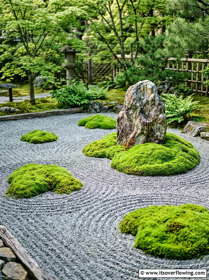 Moss zen garden feature - 25 garden ideas with moss art