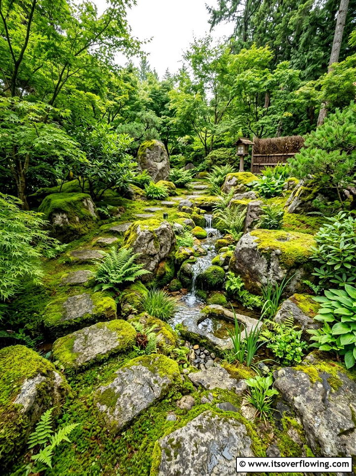 Mossy Stone Garden - 25 creative garden ideas with boho textures