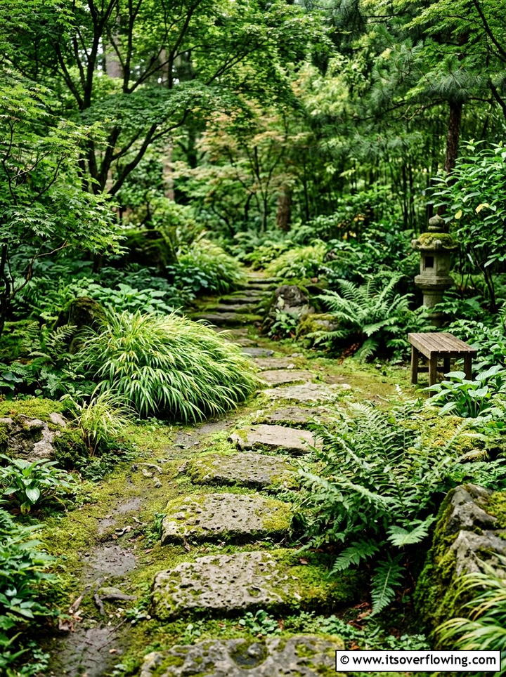 Mossy Stone Path In Shade Garden - 25 small garden ideas with stepping stones