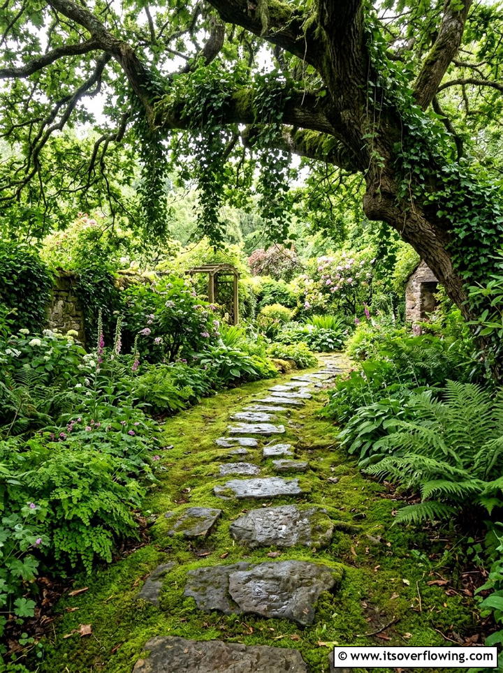 Mossy Stone Pathway - 25 backyard decorating ideas with stepping stones