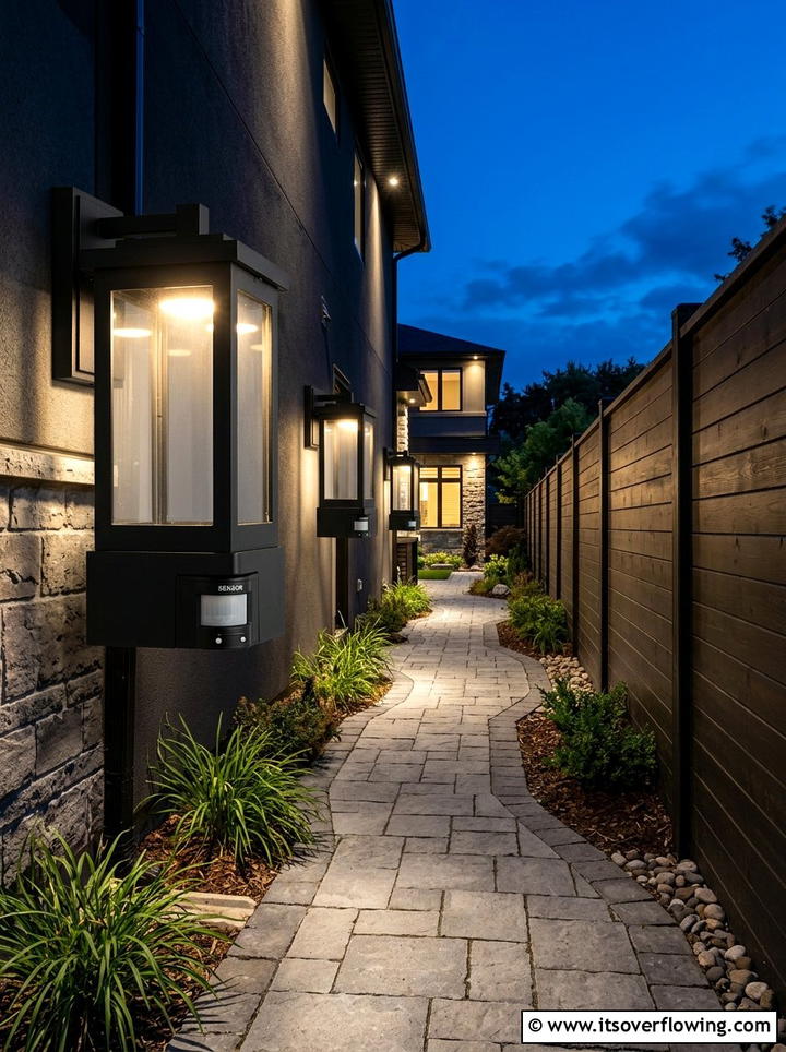 Motion Sensor Security Light - 25 backyard ideas with path lighting