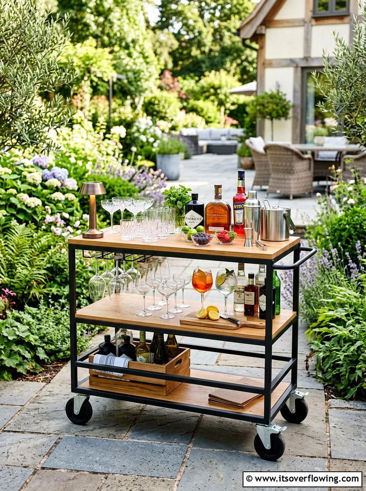 Movable Bar Station - 25 backyard ideas for rental homes