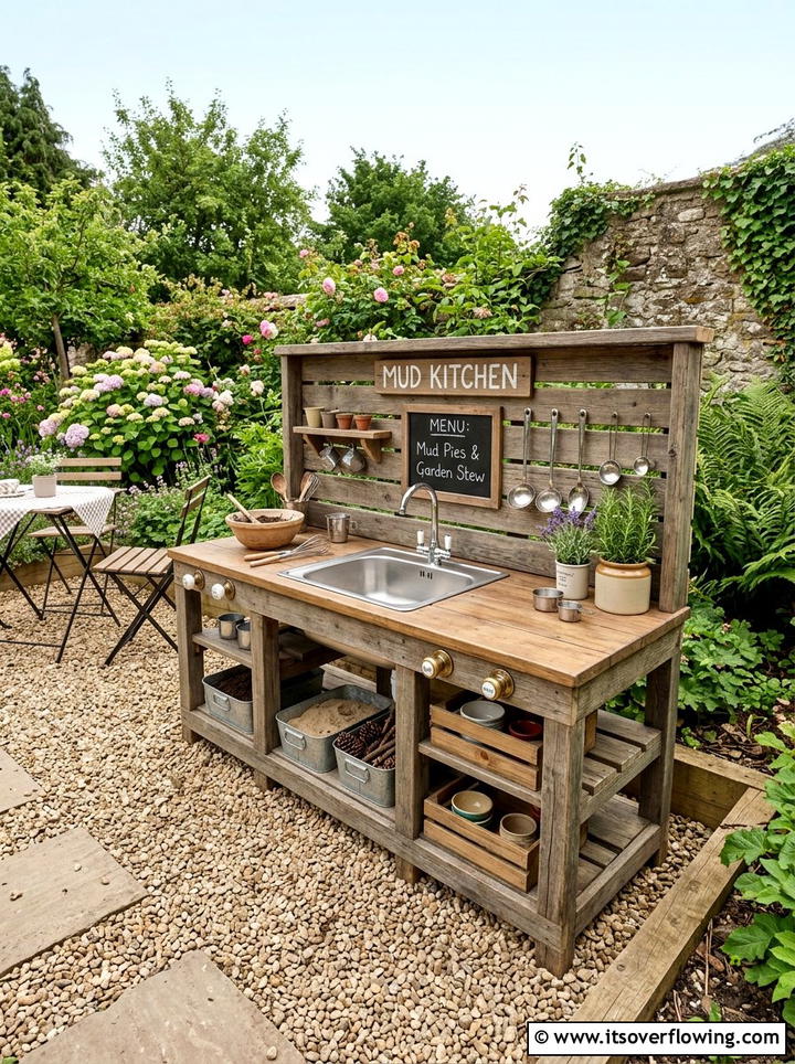 Mud Kitchen Area - 25 backyard ideas with play area