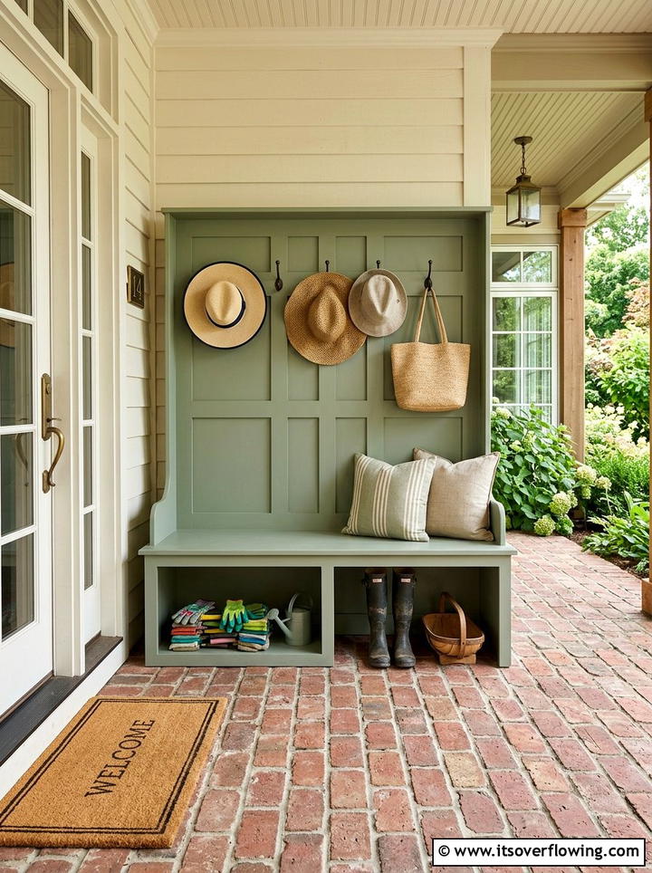 Mudroom Style Porch Bench - 25 front porch ideas with storage bench