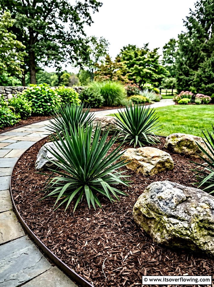Mulch Bed - 25 backyard ideas with drought tolerant plants