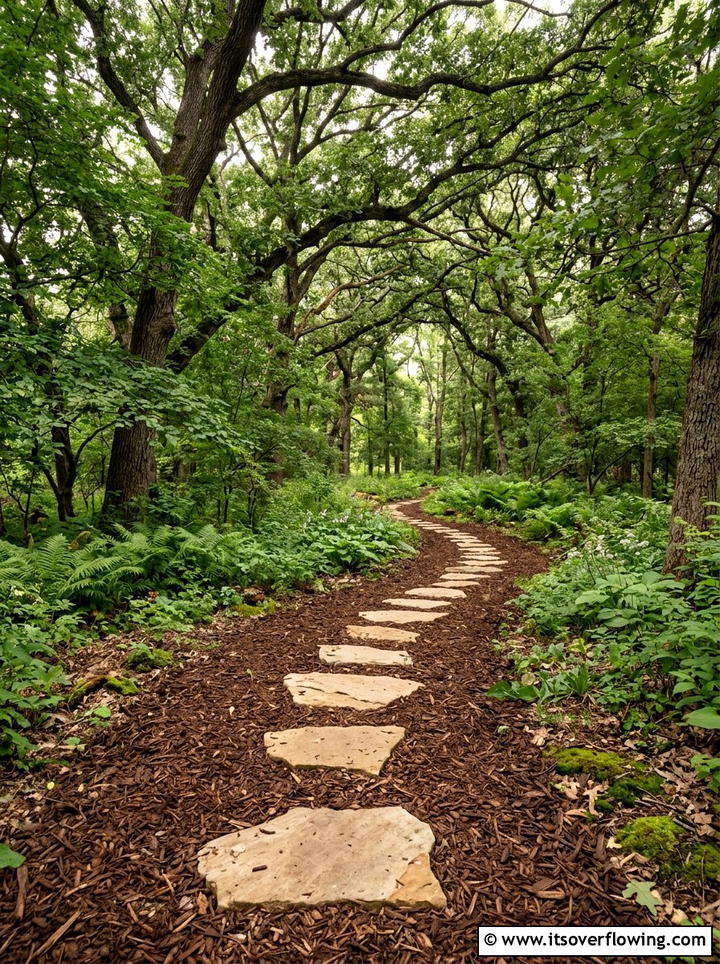 Mulch and stone pathway - 25 garden decor ideas with stepping stones