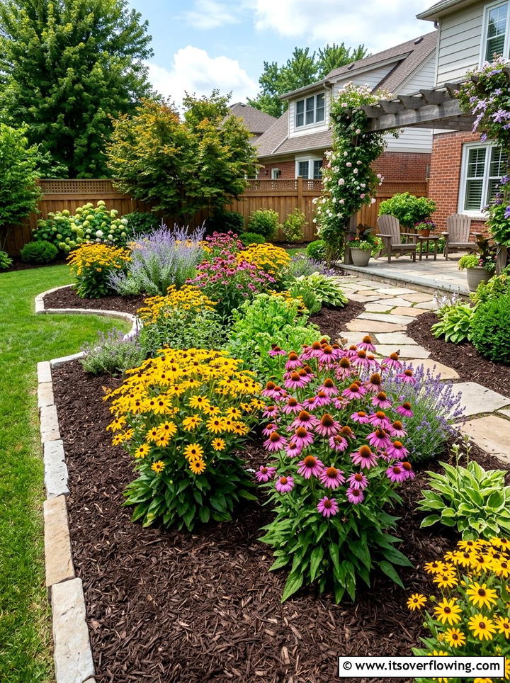 Mulch backyard with perennials - 25 cheap garden ideas with low maintenance plants
