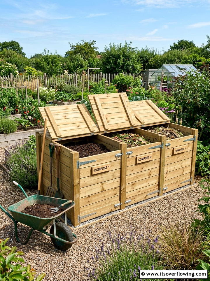 Multi Bin System - 25 backyard ideas with compost station