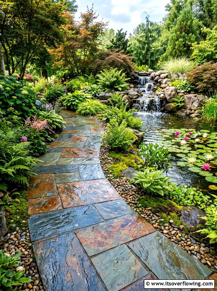 Multi Colored Slate Walkway - 25 backyard decorating ideas with stepping stones