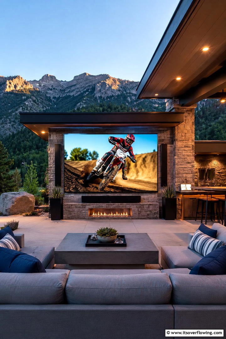 Multi Functional Media Hub - 30 Outdoor TV Ideas for Entertainment Under the Sky
