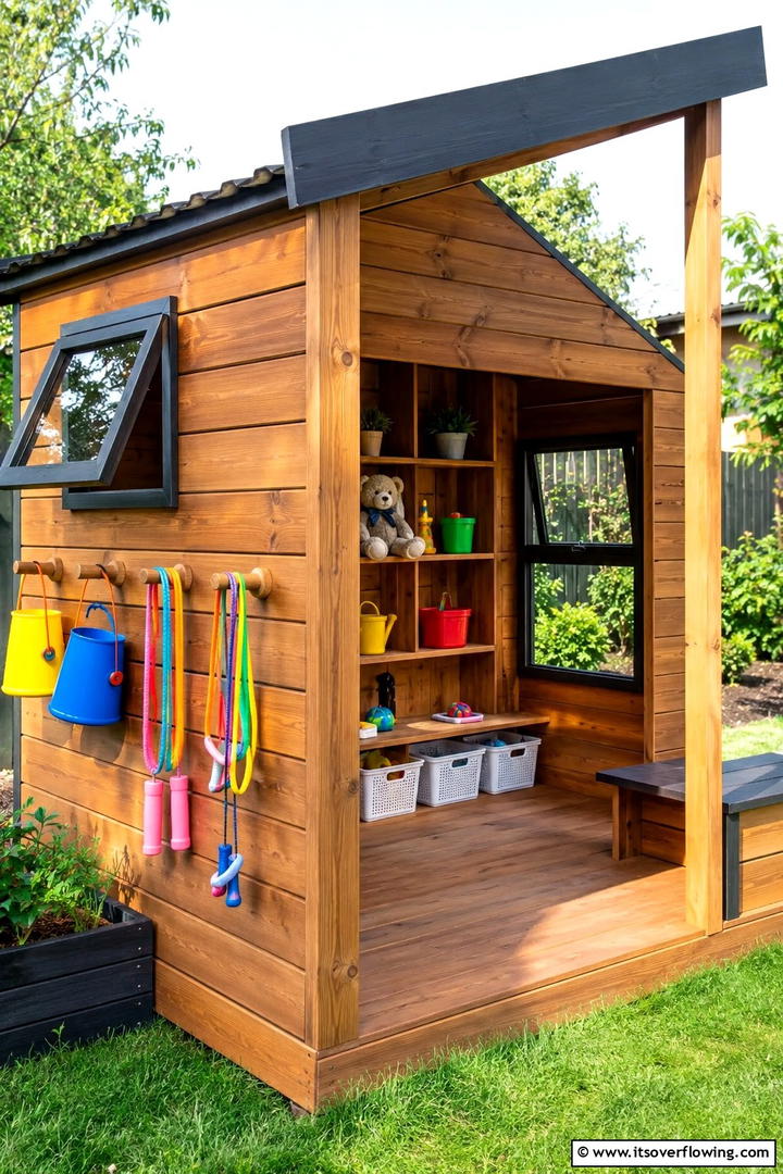 Multi Functional Playhouse Storage - 30 Outdoor Toy Storage Ideas to Keep Your Yard Clutter-Free