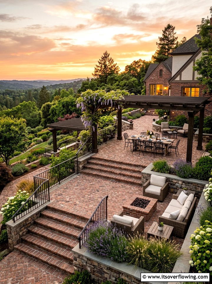 Multi Level Brick Patio - 25 backyard ideas with brick patio