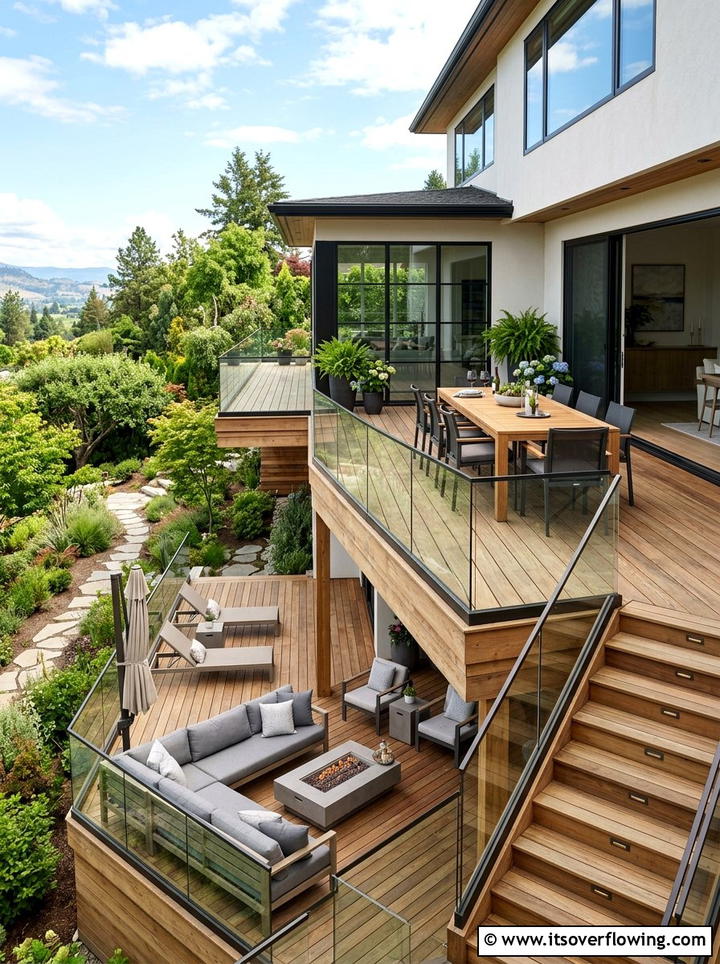 Multi Level Deck - 25 backyard ideas for sloped yards