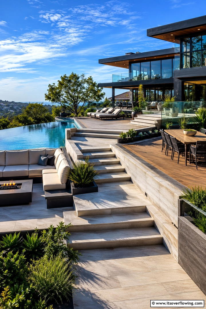 Multi Level Deck Dynamics - 30 Pavers Around Pool Ideas for a Sleek and Safe Design