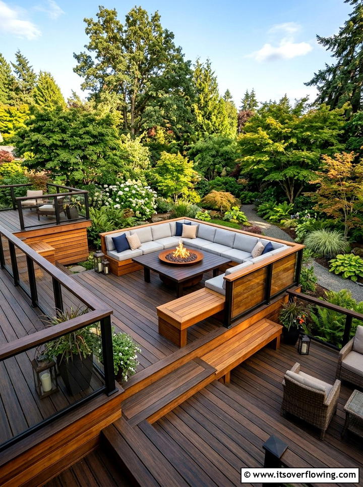Multi Level Deck - 25 backyard decorating ideas with tabletop fire bowls