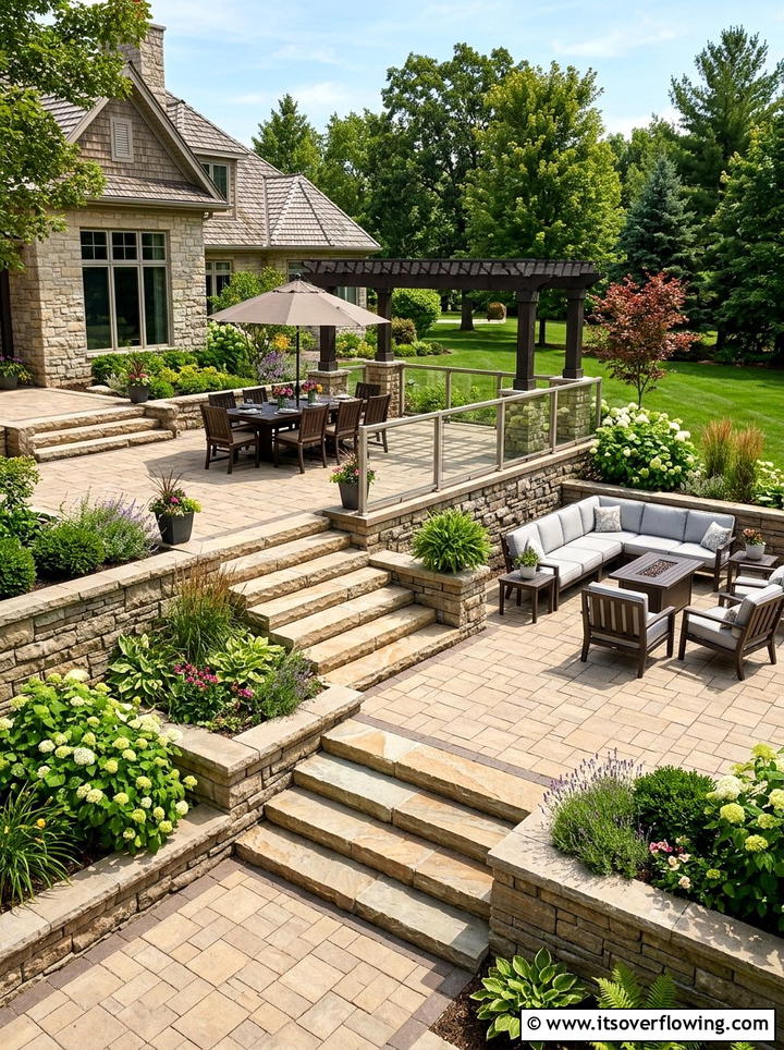 Multi Level Paver Deck - 25 backyard ideas with pavers