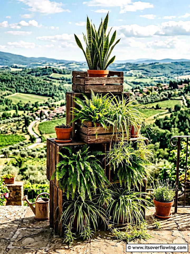 Multi Level Plant Stand - 25 upcycled garden ideas with old crates