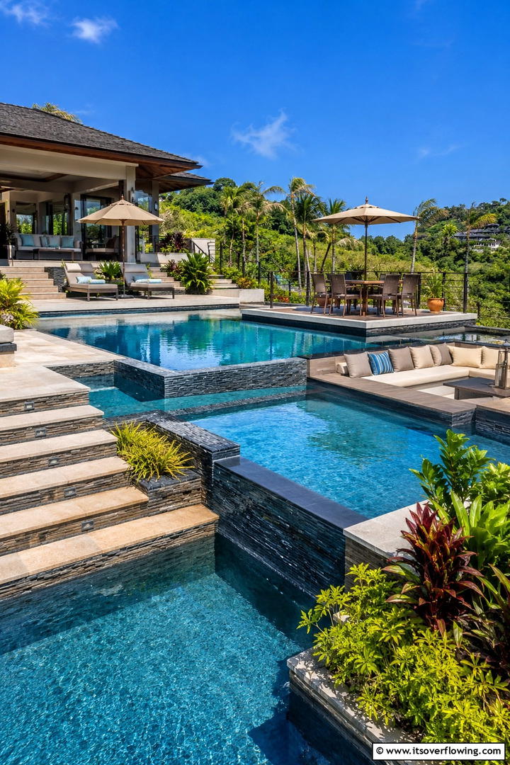 Multi Level Pool Terraces - 30 Pool Landscaping Ideas to Create a Resort-Style Backyard