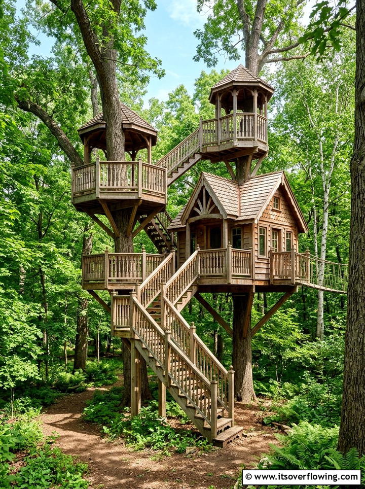 Multi Level Treehouse - 25 backyard ideas with treehouse