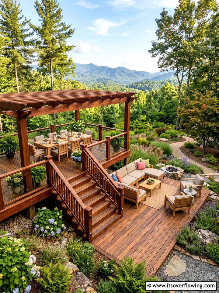 Multi Level Wood Deck - 25 backyard ideas with deck