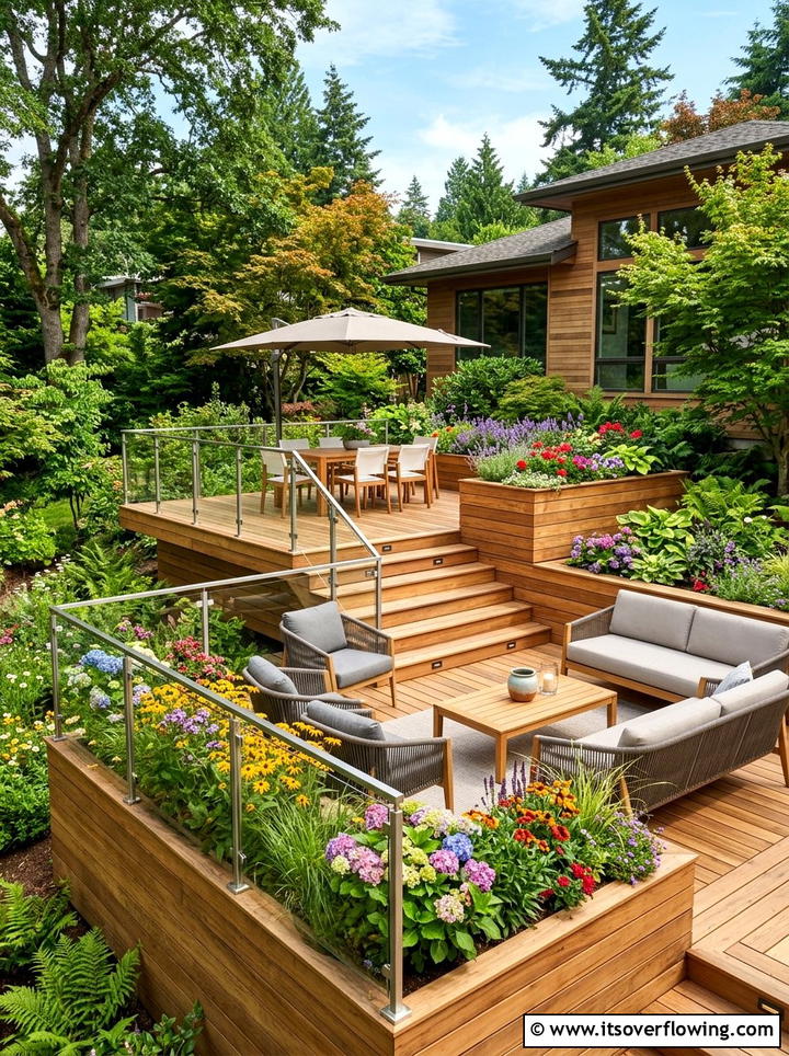 Multi Level Wood Deck - 25 backyard ideas for large yards