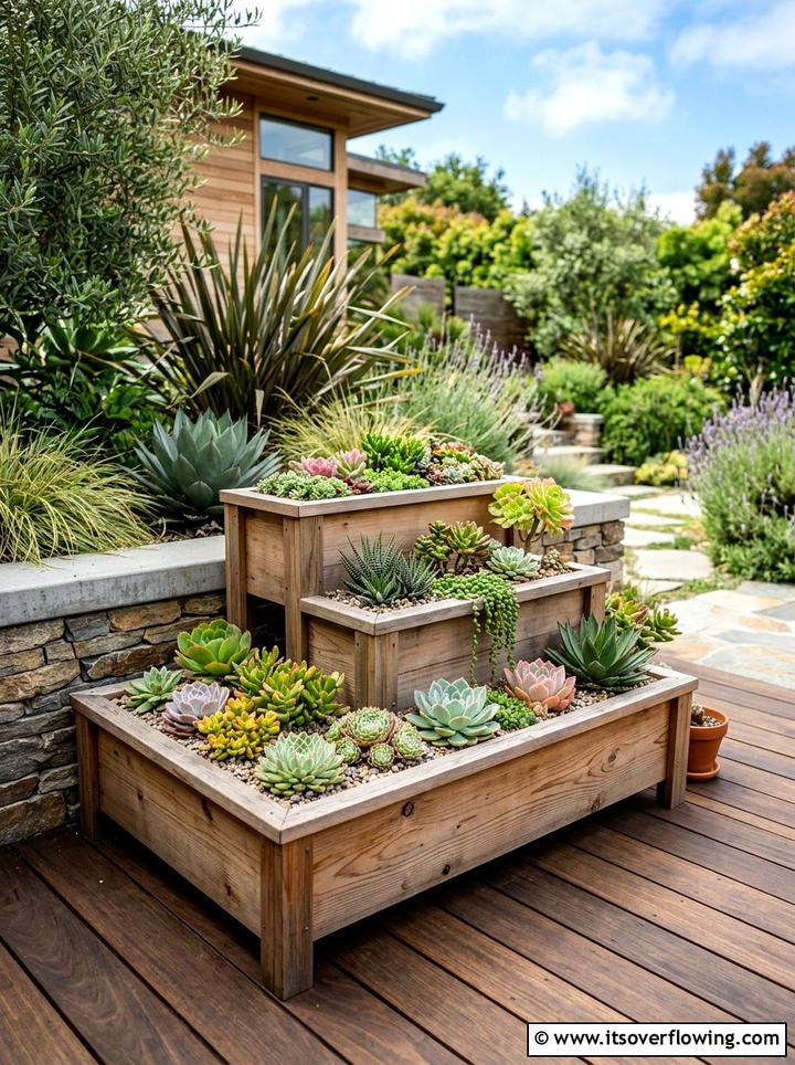 Multi Level Wooden Garden Planter - 25 creative garden ideas with reclaimed wood beds