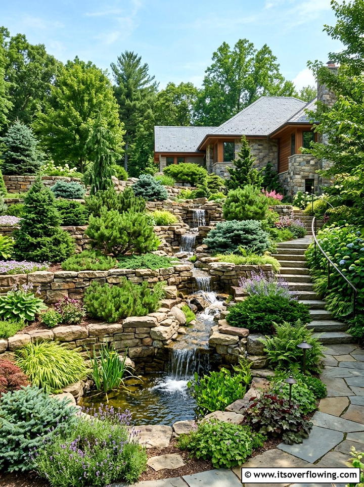 Multi Leveled Garden Planting - 25 garden ideas with evergreens