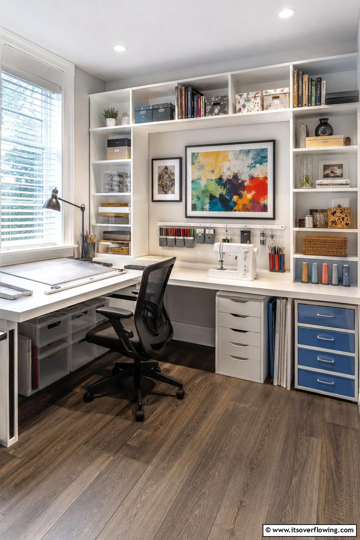 Multi Purpose Workstations - 30 Small Craft Room Ideas for Organized Creative Spaces