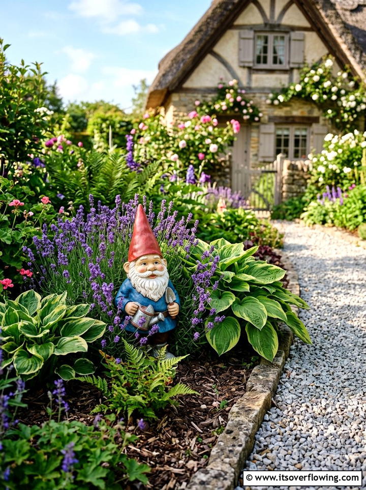 Multi color garden gnome - 25 garden decor ideas with colorful accents