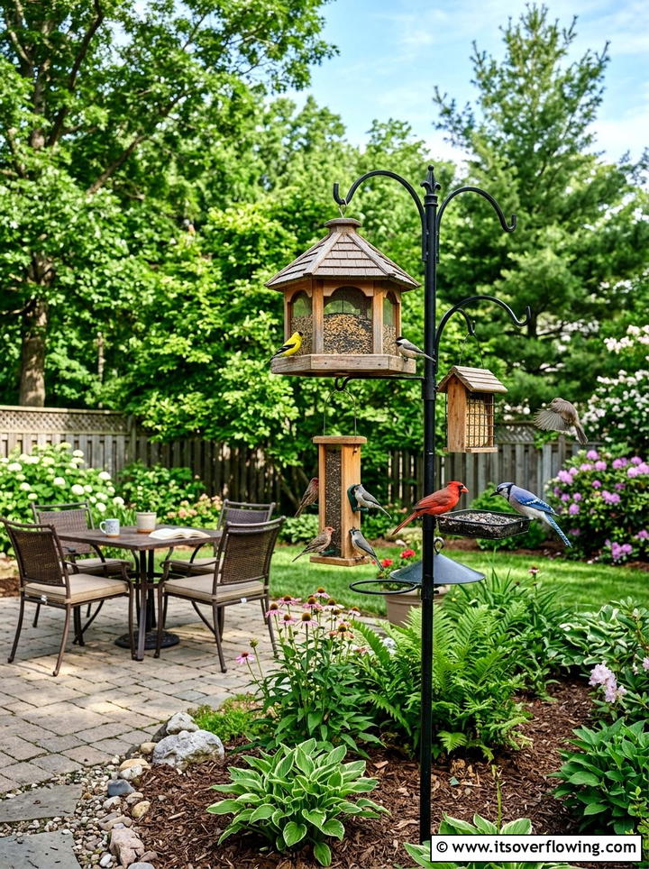 Multi level bird feeder - 25 backyard ideas with bird garden