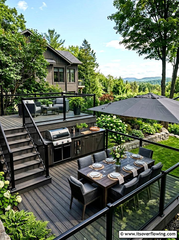 Multi level deck dining - 25 creative garden ideas with outdoor dining spaces