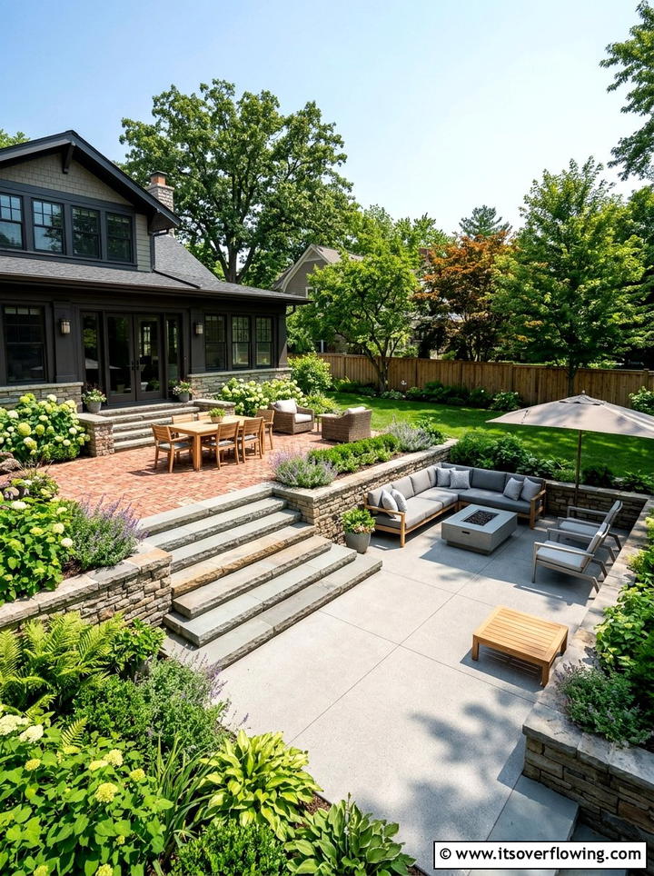 Multi level patio - 25 backyard ideas with tropical retreat