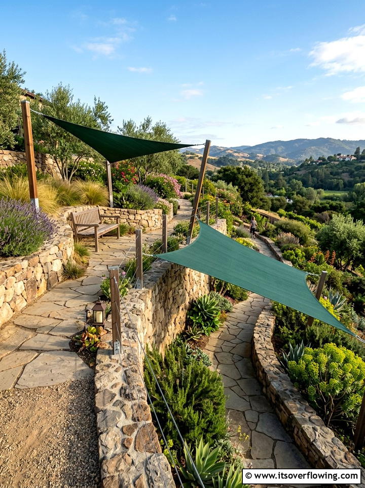 Multi level shade sail installation - 25 garden decor ideas with shade sails