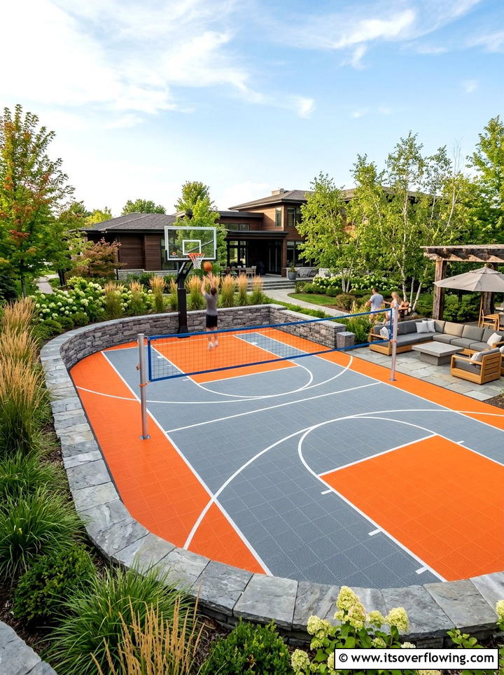 Multi sport court surface - 25 backyard ideas with sports court