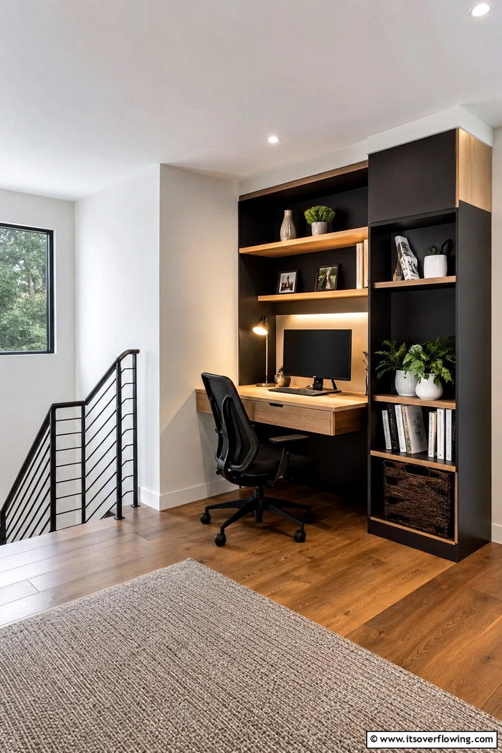 Multifunctional Landing Space - 30 Stair Landing Ideas to Maximize Functional Spaces