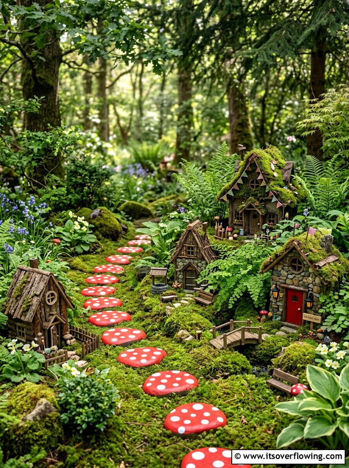 Mushroom garden path - 25 creative garden ideas with painted stepping stones