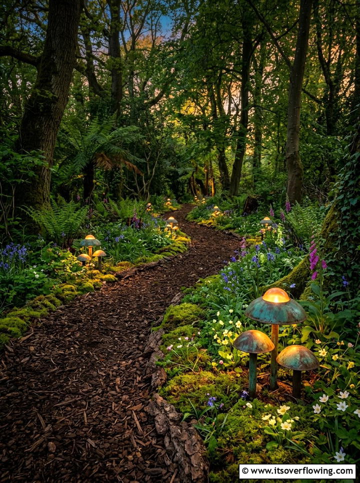 Mushroom style path light - 25 garden ideas with pathway lights