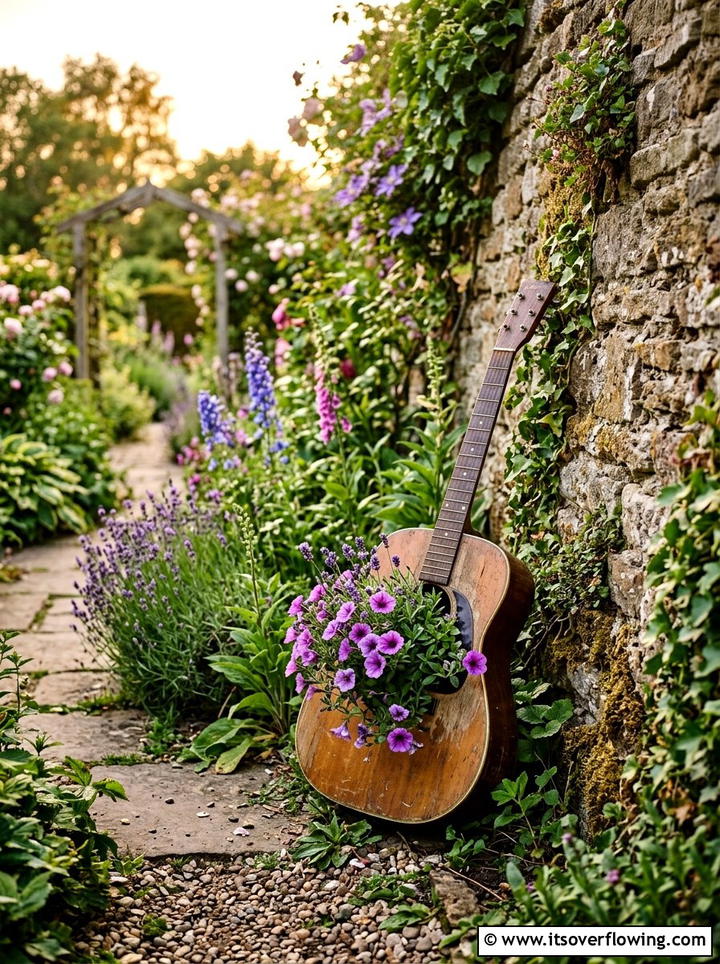 Musical instrument garden planter - 25 creative garden ideas with unusual planters