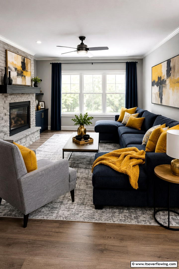 Mustard Yellow Accents - 50 Living Room Fall Decor Ideas for Cozy Autumn Updates