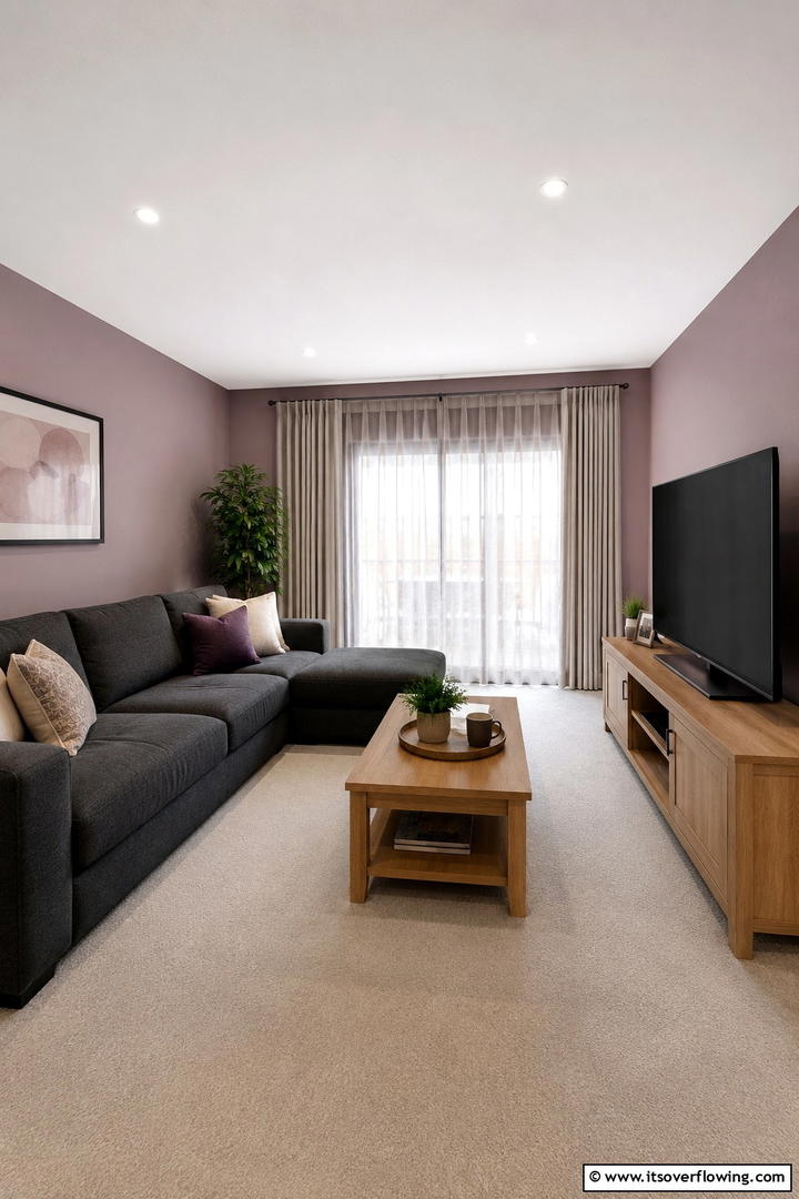 Muted Mauve Family Room - 30 Pastel Colour Home Design Ideas for a Serene Ambiance